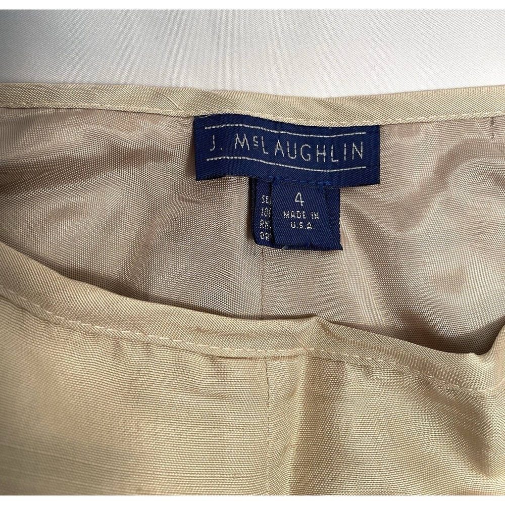 J Mclaughlin Womens Pants Slacks Raw Silk Lined Ivory with Butterflies Sz 4 VTG - Picture 5 of 8